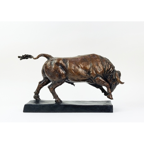 28 - NICOLA TOMS (South African b.1969), bronze bull sculpture, limited edition, signed and numbered 9/9,... 