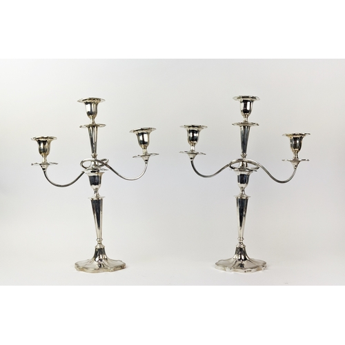 29 - SILVER CANDLESTICKS, makers mark WH, Sheffield, 1919, 39cm H x 30cm W, filled/weighted bases, gross ... 