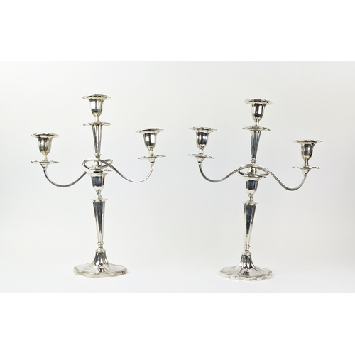 29 - SILVER CANDLESTICKS, makers mark WH, Sheffield, 1919, 39cm H x 30cm W, filled/weighted bases, gross ... 