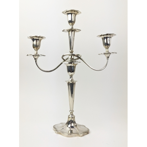 29 - SILVER CANDLESTICKS, makers mark WH, Sheffield, 1919, 39cm H x 30cm W, filled/weighted bases, gross ... 