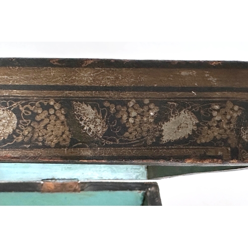 301 - GEORGE III LADIES TRAVELLING CHEST, George III rectangular cloth covered in black with hand painted ... 