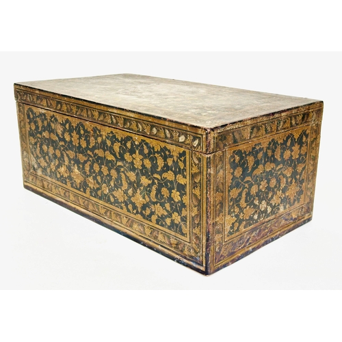 301 - GEORGE III LADIES TRAVELLING CHEST, George III rectangular cloth covered in black with hand painted ... 