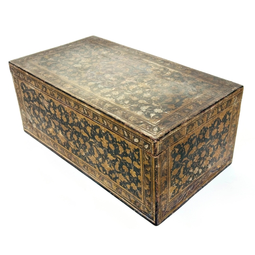 301 - GEORGE III LADIES TRAVELLING CHEST, George III rectangular cloth covered in black with hand painted ... 