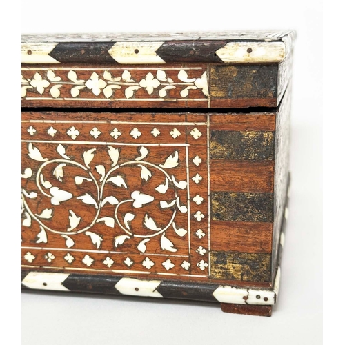 303 - INDO PORTUGUESE TRAVELLING BOX, late 19th century North Indian, probably Hoshiarpur bone and ebony i... 