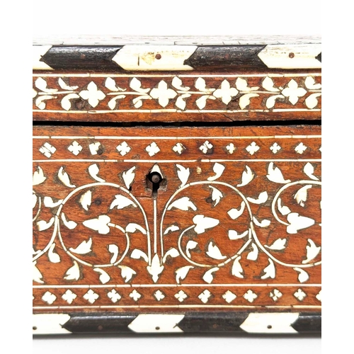 303 - INDO PORTUGUESE TRAVELLING BOX, late 19th century North Indian, probably Hoshiarpur bone and ebony i... 