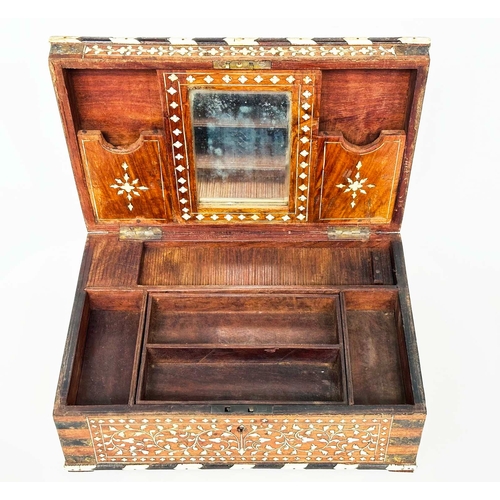 303 - INDO PORTUGUESE TRAVELLING BOX, late 19th century North Indian, probably Hoshiarpur bone and ebony i... 