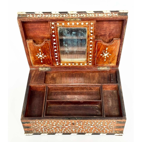 303 - INDO PORTUGUESE TRAVELLING BOX, late 19th century North Indian, probably Hoshiarpur bone and ebony i... 