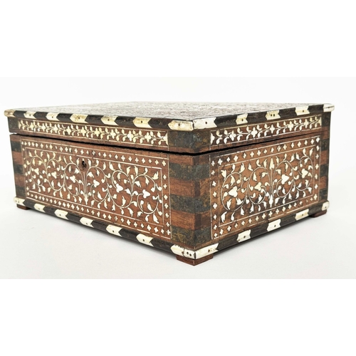 303 - INDO PORTUGUESE TRAVELLING BOX, late 19th century North Indian, probably Hoshiarpur bone and ebony i... 