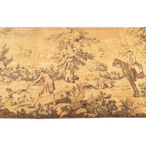 324 - FRENCH HUNTING SCENE TAPESTRY, 348cm x 135cm.