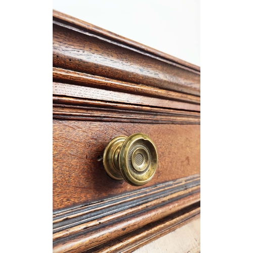 325 - A CHARLES II OAK CHEST OF DRAWERS, circa 1680, split sectioned, fitted with four drawers, with geome... 