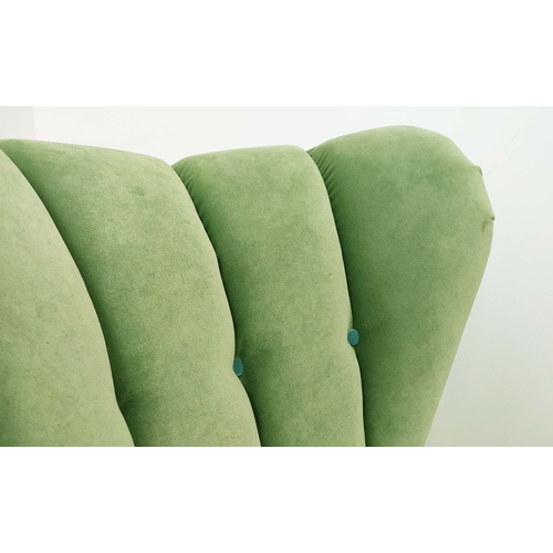 339 - COCKTAIL CHAIR, shell backed with green velvet upholstery, 75cm H x 68cm W x 68cm D.