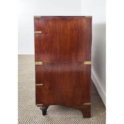 356 - CAMPAIGN CHEST, late 19th century with brass fittings over three long drawers, 104cm H x 98cm W x 45... 