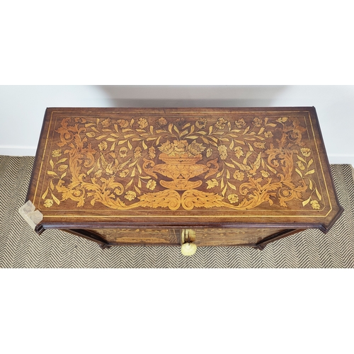 370 - SIDE CABINET, Dutch 18th century with all over marquetry detail, 100cm W x 43cm D x 86cm H.