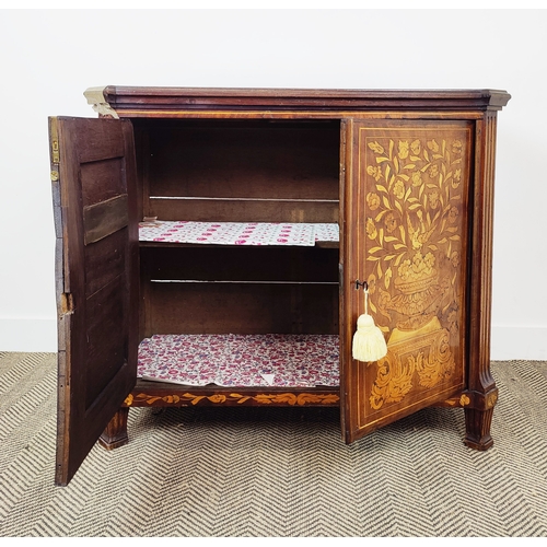 370 - SIDE CABINET, Dutch 18th century with all over marquetry detail, 100cm W x 43cm D x 86cm H.