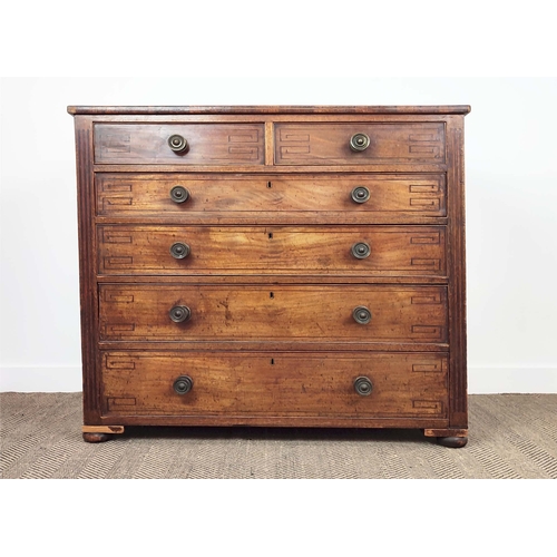 377 - CHEST, Regency mahogany with two short over four long drawers, with geometric detail, 55cm D x 109cm... 