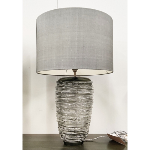 410 - PORTA ROMANA THREAD TABLE LAMPS, a pair, with Porta Romana shades, 73cm H approx. (2)