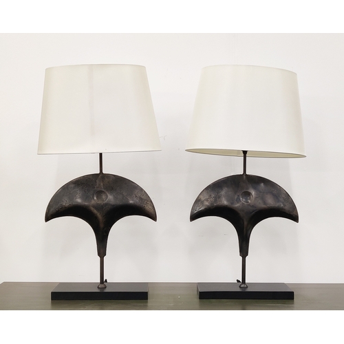 411 - PORTA ROMANA TABLE LAMPS, a pair, with shades, 72cm H approx. (2)