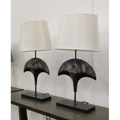 411 - PORTA ROMANA TABLE LAMPS, a pair, with shades, 72cm H approx. (2)