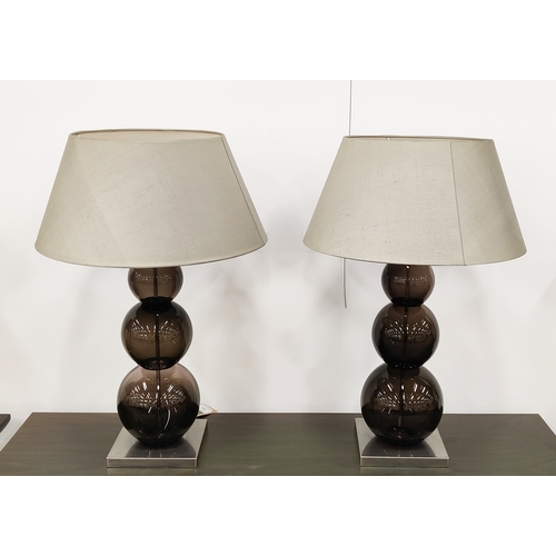 415 - PORTA ROMANA TABLE LAMPS, a pair, with shades, 76cm H approx. (2)