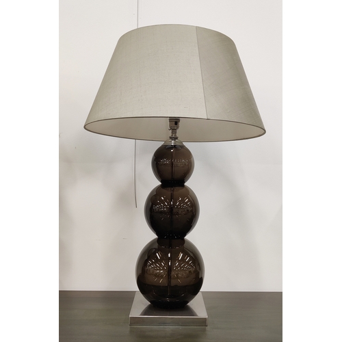 415 - PORTA ROMANA TABLE LAMPS, a pair, with shades, 76cm H approx. (2)