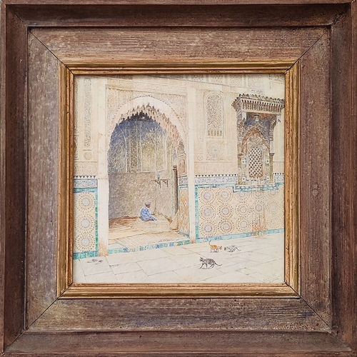 49 - JAMES REEVE (British b.1939), 'Madrasa Shrine, Fez', oil on canvas, signed and dated 85, 19cm x 19cm... 