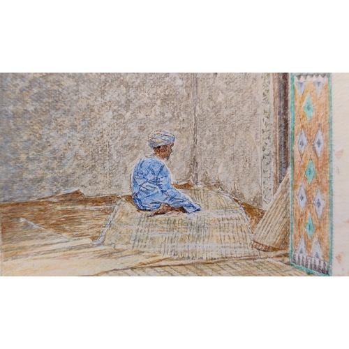 49 - JAMES REEVE (British b.1939), 'Madrasa Shrine, Fez', oil on canvas, signed and dated 85, 19cm x 19cm... 