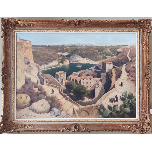 51 - CHARLES BROOKE FARRAR (British 1899-1979), 'Bonifacio, Corsica', oil on canvas, signed and dated '57... 