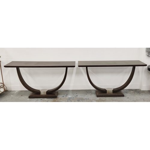 529 - CONSOLE TABLES, a pair, Art Deco style, 40cm W x 140cm L x 75cm H. (2)