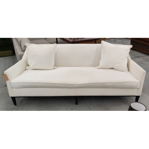 531 - SOFA, white herringbone fabric upholstered, 220cm W approx.