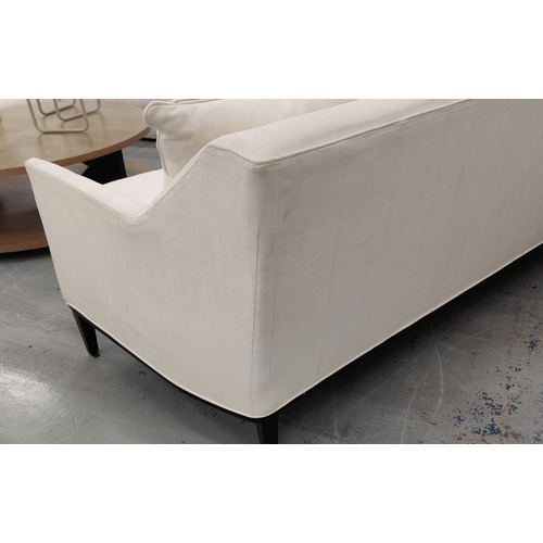 531 - SOFA, white herringbone fabric upholstered, 220cm W approx.