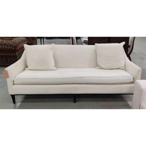 532 - SOFA, white herringbone fabric upholstered, 220cm W approx.