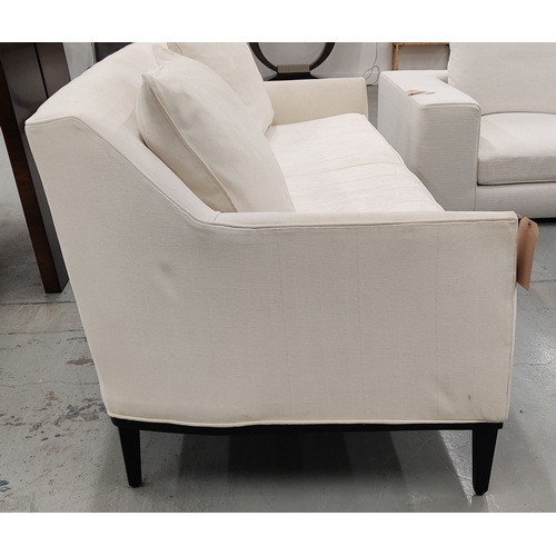 532 - SOFA, white herringbone fabric upholstered, 220cm W approx.