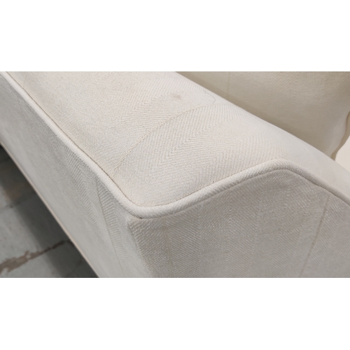 532 - SOFA, white herringbone fabric upholstered, 220cm W approx.