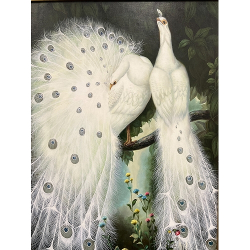 54 - MANNER OF MARMADUKE CRADOCK (British 1660-1717), 'White peacocks', oil on canvas, 91cm x 90cm, frame... 