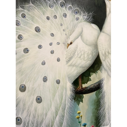 54 - MANNER OF MARMADUKE CRADOCK (British 1660-1717), 'White peacocks', oil on canvas, 91cm x 90cm, frame... 