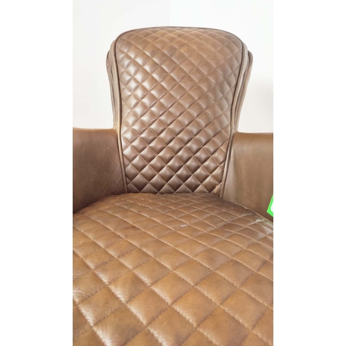 540 - SADDLE STYLE LOUNGE CHAIR, tanned hide finish, 75cm W approx.