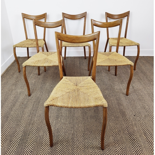 545 - DINING CHAIRS, a set of six, attributed to Conran Shop 'Manila', by Val Padilla, each 89cm. (6)