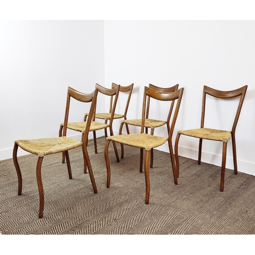 545 - DINING CHAIRS, a set of six, attributed to Conran Shop 'Manila', by Val Padilla, each 89cm. (6)