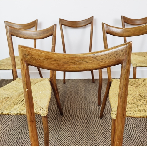 545 - DINING CHAIRS, a set of six, attributed to Conran Shop 'Manila', by Val Padilla, each 89cm. (6)