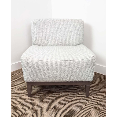 548 - LOUNGE CHAIRS, a pair, grey fabric upholstered, 70cm x 80cm x 72cm.