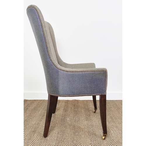 552 - BEAUMONT AND FLETCHER KINGSLEY CARVER CHAIR, with studded upholstery, 113cm H x 56cm W x 69cm D.