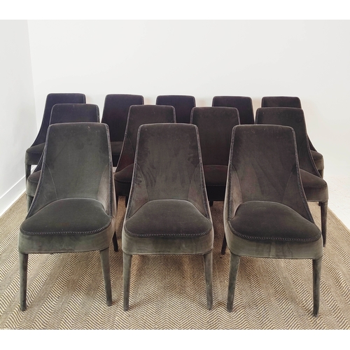 557 - B&B ITALIA MAXALTO FEBO CHAIRS, a set of fourteen, with black velvet upholstery, 91cm H x 50cm W x 6... 