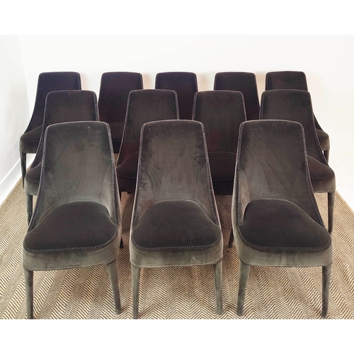 557 - B&B ITALIA MAXALTO FEBO CHAIRS, a set of fourteen, with black velvet upholstery, 91cm H x 50cm W x 6... 