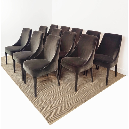 557 - B&B ITALIA MAXALTO FEBO CHAIRS, a set of fourteen, with black velvet upholstery, 91cm H x 50cm W x 6... 