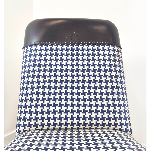 563 - RALPH LAUREN BEL AIR SIDE CHAIRS, a pair, with geometric patterned and leather upholstery on carved ... 