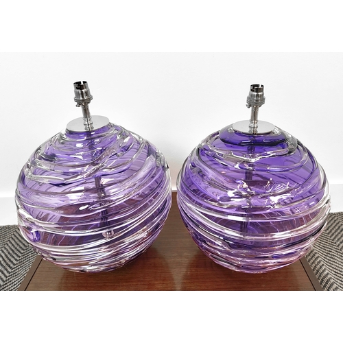 565 - WILLIAM YEOWARD NERYS AMETHYST TABLE LAMPS, a pair, 40cm H. (2)