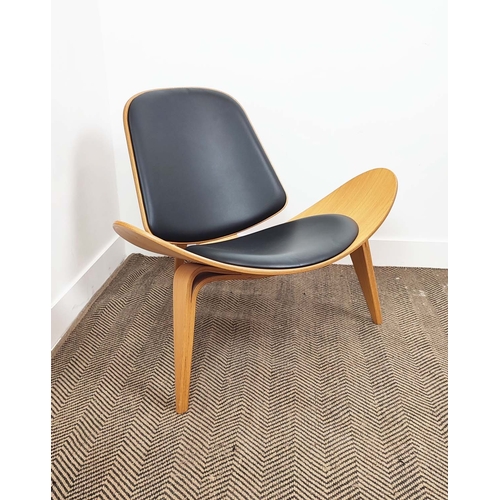 566 - CARL HANSEN & SON CH07 SHELL CHAIR, by Hans Wegner, 75cm H x 92cm W x 75cm D.