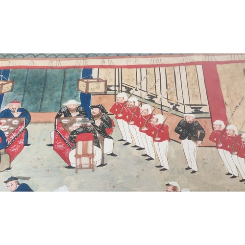 58 - 19TH CENTURY CHINESE SCHOOL, 'Convention of Peking', gouache and watercolour, 60cm x 110cm, framed.