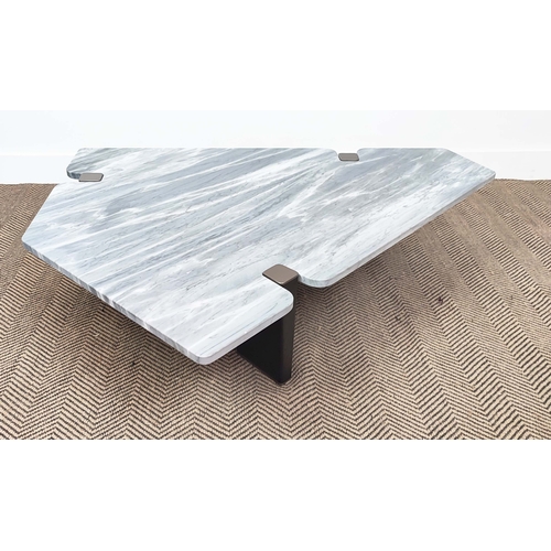 587 - MINOTTI JACOB COFFEE TABLE, by Roldolfo Dordoni, with shaped grey marble top, 28cm H x 124cm W x 102... 