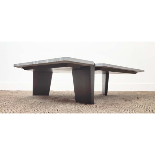 587 - MINOTTI JACOB COFFEE TABLE, by Roldolfo Dordoni, with shaped grey marble top, 28cm H x 124cm W x 102... 